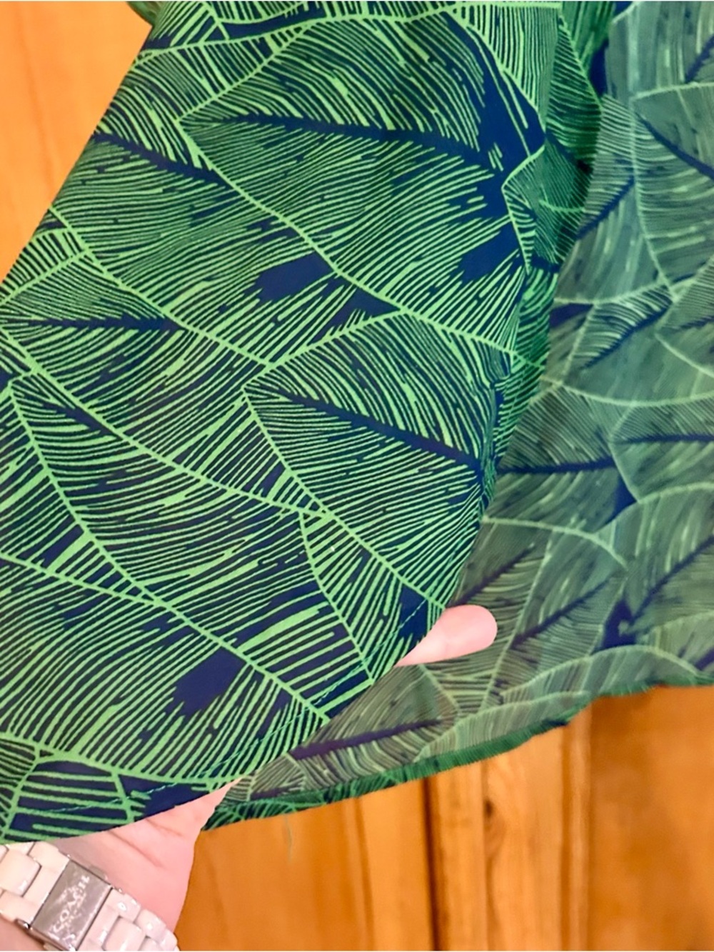 Women's Green Leaf-Print Kimono Style Swim Coverup Sz XL - NEW! - Picture 5 of 7